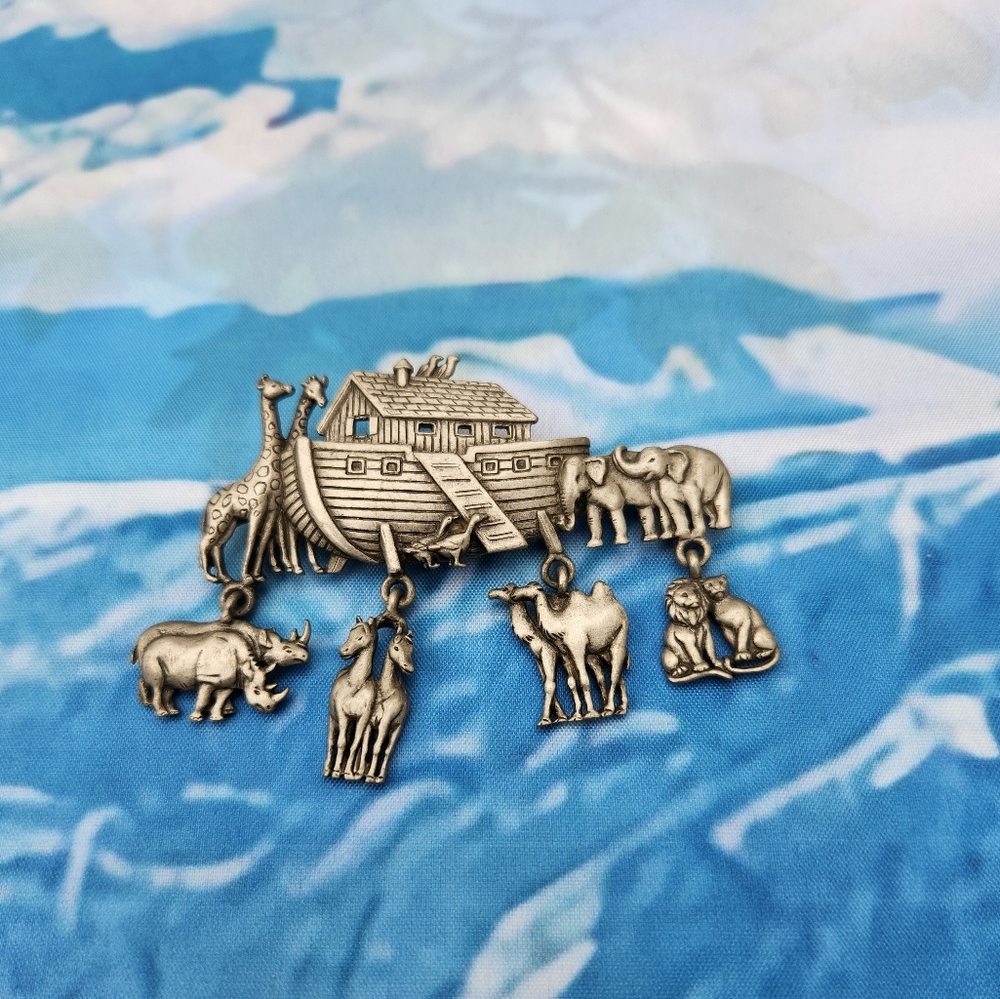 Vintage Noah's Art Brooch By J.J.  EUC